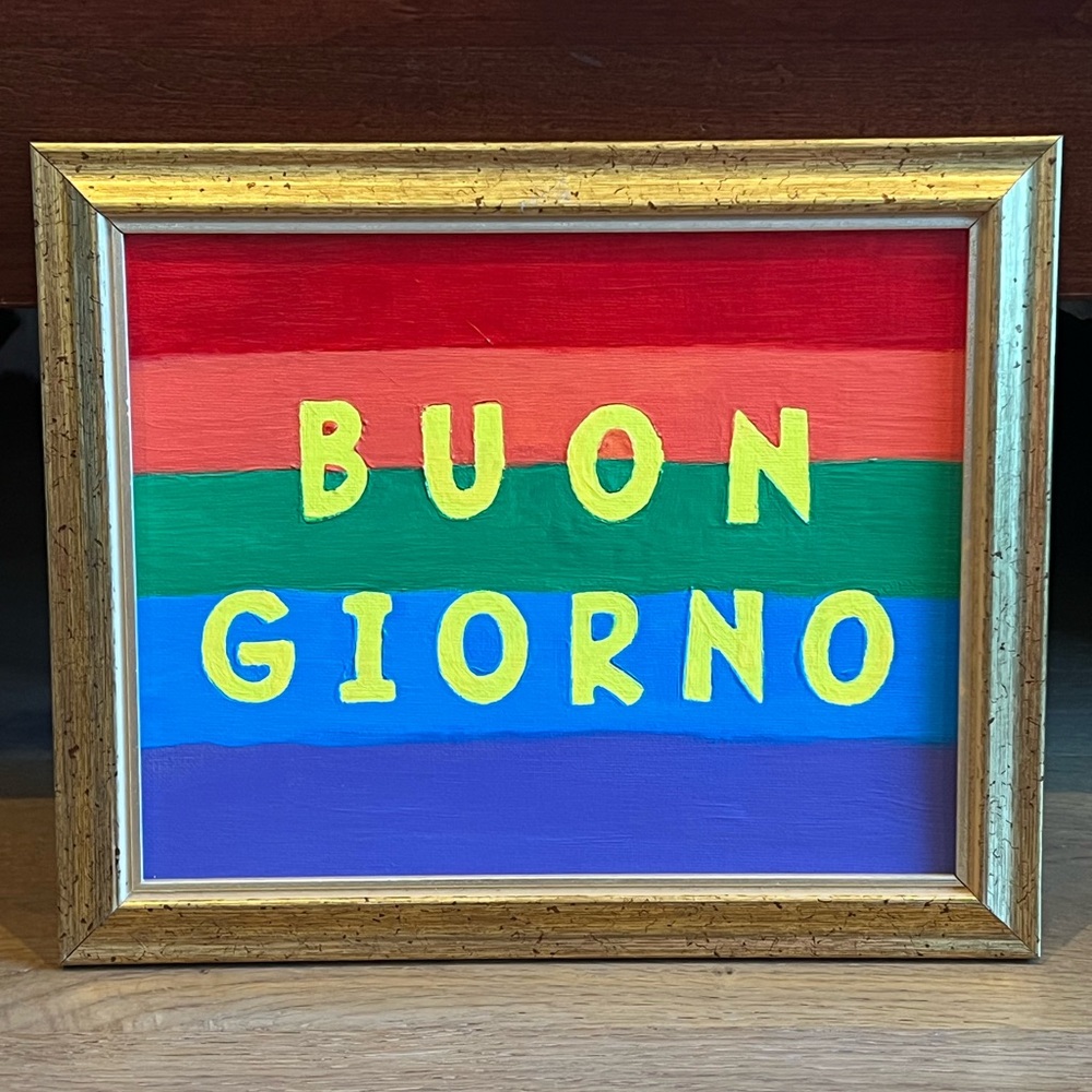 Colorful 'Buon Giorno' Framed Acrylic Painting